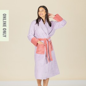 Design+Republique+Maya+Microplush+Bathrobe+-+Lilac+%26amp%3B+Petal