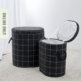 Solace-Storage-Box-Oval-Charcoal-Set-Of-2 on sale