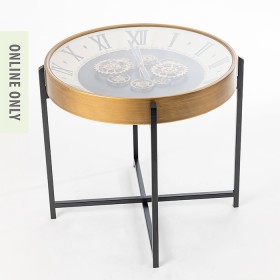 Design+Republique+Battery+Powered+Gear+Clock+Side+Table+-+Gold