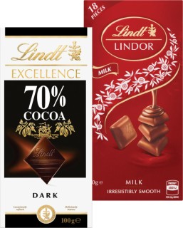 Lindt+Excellence+or+Lindor+Chocolate+Blocks+80-100g