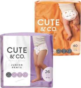 Cute+%26amp%3B+Co.+Nappies+28-48+Pack+or+Nappy+Pants+26-30+Pack