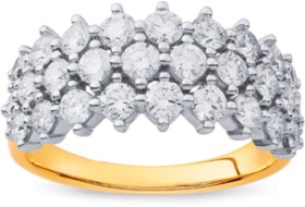 10ct-Element-2ct-Lab-Grown-Diamond-3-Row-Ring on sale