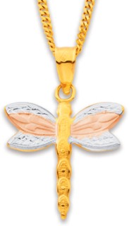 9ct-Tri-Tone-Dragonfly-Pendant on sale