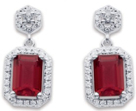 Sterling+Silver+Red+%26amp%3B+White+Cubic+Zirconia+Drop+Earrings