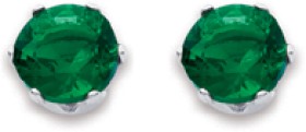 Sterling+Silver+Green+Round+6-Claw+Stud+Earrings