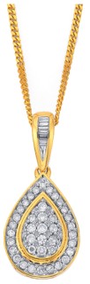 9ct%2C+Diamond+Cluster+Pear+Shape+Pendant