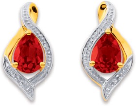 9ct+Created+Ruby+%26amp%3B+Diamond+Earrings