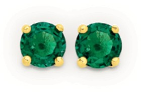 9ct-Created-Emerald-4mm-Stud-Earrings on sale