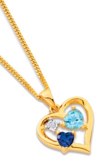 9ct+Created+Sapphire%2C+Blue+Topaz+%26amp%3B+Diamond+Heart+Pendant