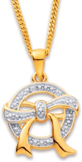 9ct+Two+Tone+Bow+in+Circle+Pendant