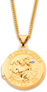 9ct+St.+Christopher+Round+Locket