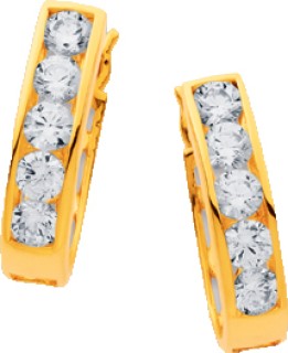 9ct-Cubic-Zirconia-Hoop-Earrings on sale