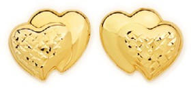 9ct-Diamond-Cut-Heart-Stud-Earrings on sale