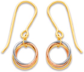 9ct-Tri-Tone-Circle-Hook-Earrings on sale