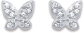 Sterling+Silver+Cubic+Zirconia+Butterfly+Studs