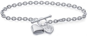 Sterling+Silver+Cubic+Zirconia+%26amp%3B+Puff+Heart+T-Bar+Bracelet