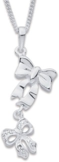 Sterling+Silver+Cubic+Zirconia+Bow+Drop+Pendant