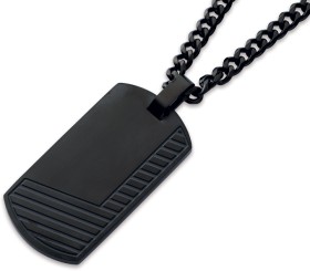 Chisel-Stainless-Steel-Black-Lined-Dogtag-Gents-Pendant-with-Chain on sale