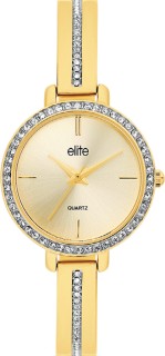 Elite+Gold+Tone+Ladies+Watch