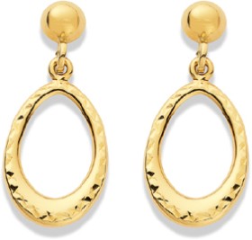 9ct+Oval+Drop+Stud+Earrings