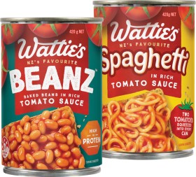 Watties-Baked-Beanz-or-Spaghetti-420g on sale