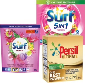 Persil-Laundry-Powder-2kg-Surf-Laundry-Powder-3kg-or-Surf-Laundry-Capsules-30s on sale