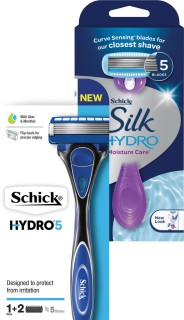 Schick+Hydro+5+or+Silk+Hydro+Razor+%2B+2+Blades