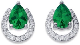 Sterling+Silver+%26amp%3B+Green+Cubic+Zirconia+Horseshoe+Studs