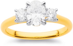 14ct+Alora+Lab+Grown+Diamond+Oval+3+Stone+Ring