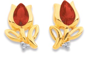 9ct+Created+Ruby+%26amp%3B+Diamond+Tulips+Studs