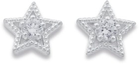 Sterling+Silver+Cubic+Zirconia+Star+Studs