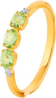 9ct+Peridot+with+Diamond+Ring