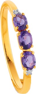 9ct+Amethyst+with+Diamond+Ring