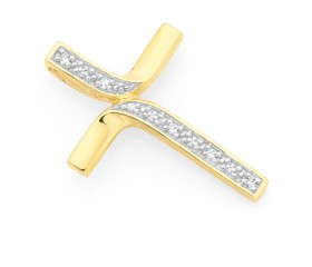 9ct%2C+Diamond+Set+Cross+Pendant