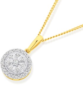 9ct%2C+Diamond+Round+Cluster+Pendant