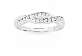 9ct+White+Gold+Diamond+Crossover+Swirl+Ring