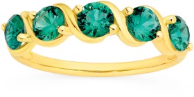 9ct+Created+Emerald+%26amp%3B+Diamond+Ring