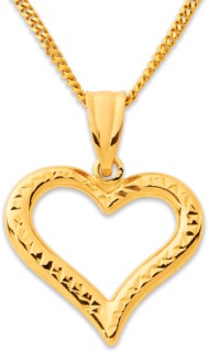 9ct+Two+Tone+Diamond+Cut+Heart+Pendant