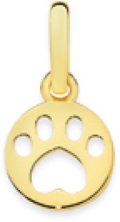 9ct+Paw+Print+Cutout+Circle+Charm