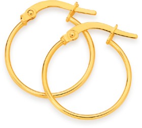 9ct-15mm-Polished-Hoop-Earrings on sale