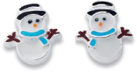 Sterling-Silver-Enamel-Snowman-Kids-Studs on sale