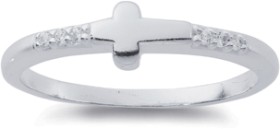 Sterling+Silver+Cubic+Zirconia+Cross+Ring