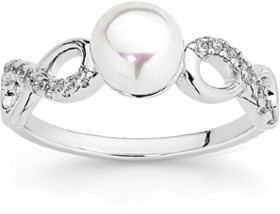 Sterling+Silver+Freshwater+Pearl+Cubic+Zirconia+Infinity+Ring