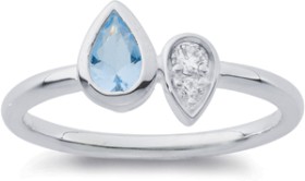 Sterling+Silver+Blue+Cubic+Zirconia+Pear+Ring