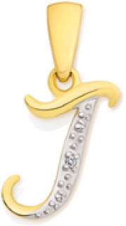 9ct%2C+Diamond+Initial+J+Pendant