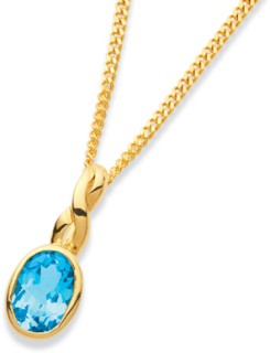 9ct+Oval+Swiss+Blue+Topaz+Pendant