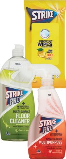 Strike+Cleaning+Wipes+100+Pack%2C+Strike+Floor+Cleaner+750ml+or+Strike+Cleaning+Triggers+500ml