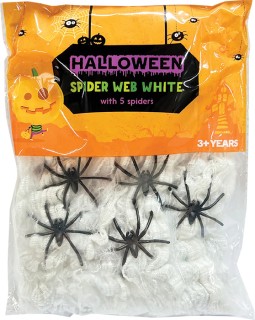 Halloween+Spider+Web+Decoration+White+with+Spiders