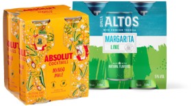 Absolut+RTD+Range+4+x+250ml+Cans+or+Altos+Margarita+Lime+or+Watermelon+4+x+330ml+Cans