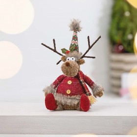 Christmas-Wishes-Sitting-Moose-with-Red-Jacket-36cm on sale